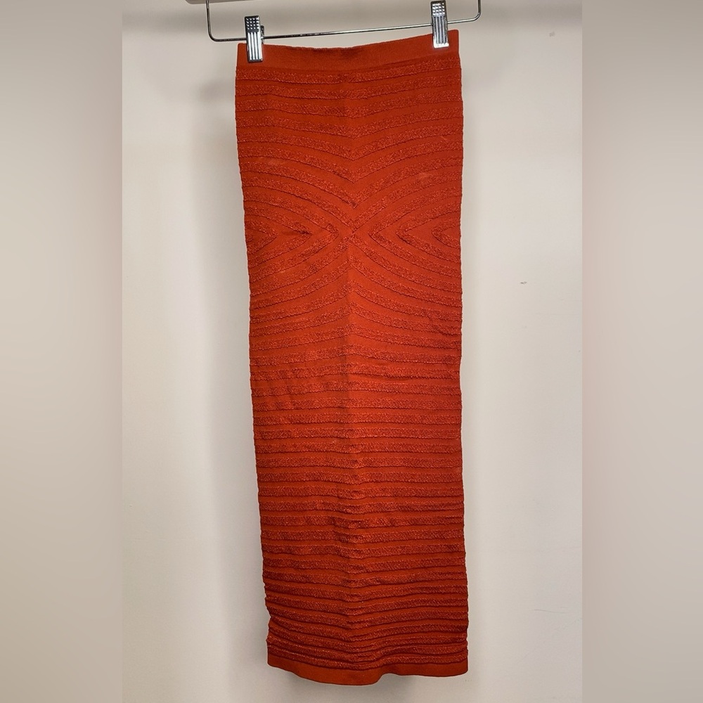 Free People Strapless Bodycon Tube Dress in Burnt Sparkle Orange size XS/S